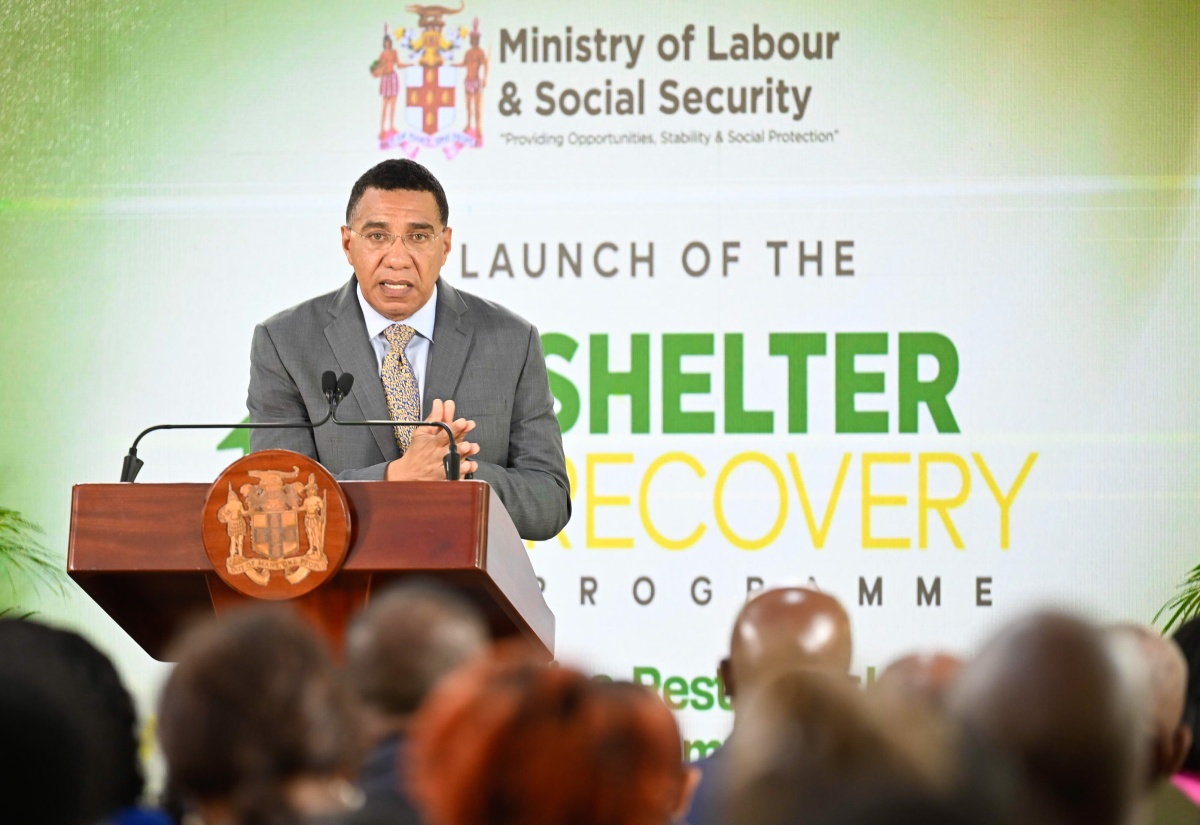 Prime Minister, Dr. the Most Hon. Andrew Holness, delivers the keynote address during the launch of the Shelter Recovery Programme (SRP), held on January 15 at the Office of the Prime Minister. The programme represents a multifaceted national response to support individuals and families whose homes were damaged during the passage of Hurricane Melissa.

