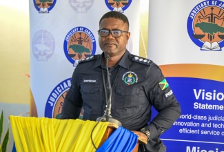 Deputy Superintendent of Police (DSP), Ricardo Beckford, speaks during a recent traffic symposium at the St. Mary Parish Court.

