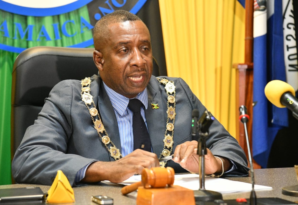 Mayor of Kingston, Councillor Andrew Swaby, addresses the Kingston and St. Andrew Municipal Corporation’s monthly meeting on Tuesday (January 13). The meeting was held at the Corporation’s office in downtown Kingston.

