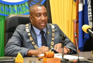 Mayor of Kingston, Councillor Andrew Swaby, addresses the Kingston and St. Andrew Municipal Corporation’s monthly meeting on Tuesday (January 13). The meeting was held at the Corporation’s office in downtown Kingston.

