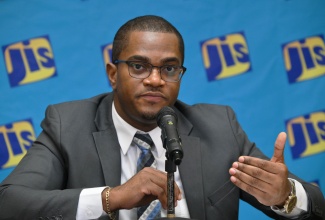 Chief Public Procurement Policy Officer at the Ministry of Finance and the Public Service, Jovell Barrett, speaks during a recent Jamaica Information Service (JIS) ‘Think Tank’.  


