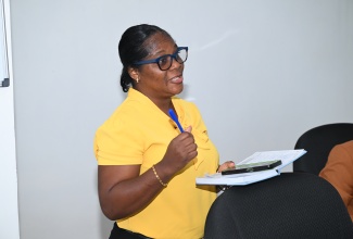 Medical Expert at the St. Elizabeth Health Department, Dr. Carol Hamilton, addresses the monthly meeting of the St. Elizabeth Municipal Corporation, held in Santa Cruz on Thursday, January 8.