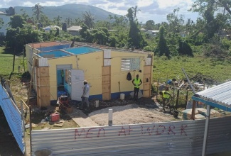 A section of Lacovia Primary and Infant School in St. Elizabeth under repair. 


