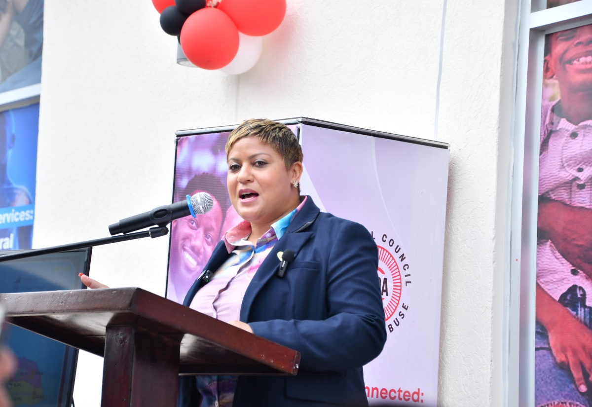 Minister of State in the Ministry of Health and Wellness, Hon. Krystal Lee, gives remarks during the official opening of the National Council on Drug Abuse (NCDA) Northeast Regional office in Drax Hall, St. Ann, recently. 

