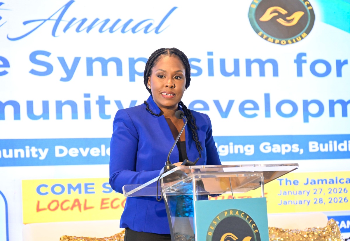 Senior Research Fellow at the Sir Arthur Lewis Institute of Social and Economic Studies (SALISES), University of the West Indies (UWI), Mona, Dr. Dacia Leslie, addresses day one of the 10th Planning Institute of Jamaica (PIOJ) Best Practice Symposium on Tuesday (January 27), at The Jamaica Pegasus hotel in New Kingston. She was presenting on the theme 