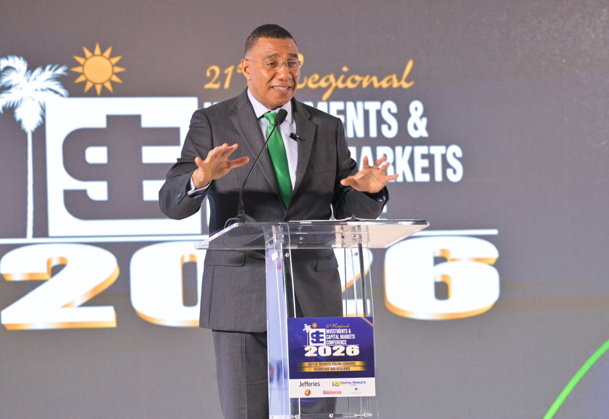 Prime Minister, Dr. the Most Hon. Andrew Holness, addresses the Jamaica Stock Exchange (JSE) 21st Regional Investment & Capital Markets Conference at The Jamaica Pegasus hotel in New Kingston on Tuesday, January 21. 

