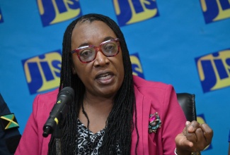 Director, Disaster Rehabilitation and Welfare Management, Ministry of Labour and Social Security (MLSS), Jacqueline Shepherd, encourages Jamaicans to secure important documents, during a recent JIS Think Tank.

