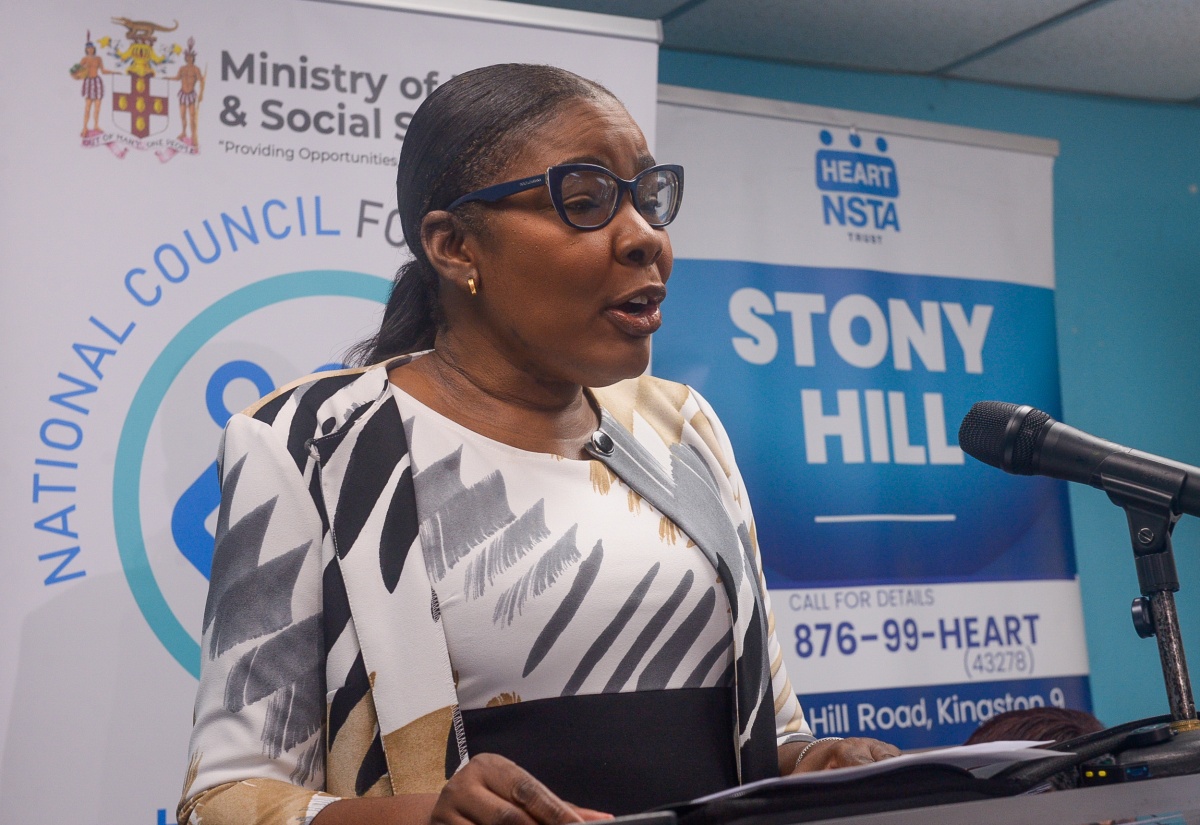 Acting Regional Director, HEART/NSTA Trust, Dr. Nicole Berry, addresses the third cohort of the National Council for Senior Citizens (NCSC)-HEART/NSTA Trust ‘Get Connected’ Digital Literacy training session opening ceremony on Wednesday (January 7) at the NCSC’s West King’s House Road offices in Kingston. The programme is a partnership between the HEART/NSTA Trust and the Ministry of Labour and Social Security and aims to empower seniors with essential digital skills.