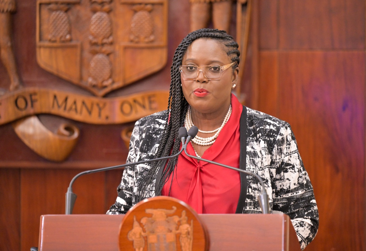 Acting Chief Education Officer, Terry-Ann Thomas-Gayle, gives an update on the education sector at a post-Cabinet press briefing, held at the Office of the Prime Minister in Kingston, on Wednesday (January 14).

