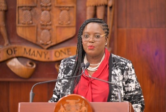 Acting Chief Education Officer, Terry-Ann Thomas-Gayle, gives an update on the education sector at a post-Cabinet press briefing, held at the Office of the Prime Minister in Kingston, on Wednesday (January 14).

