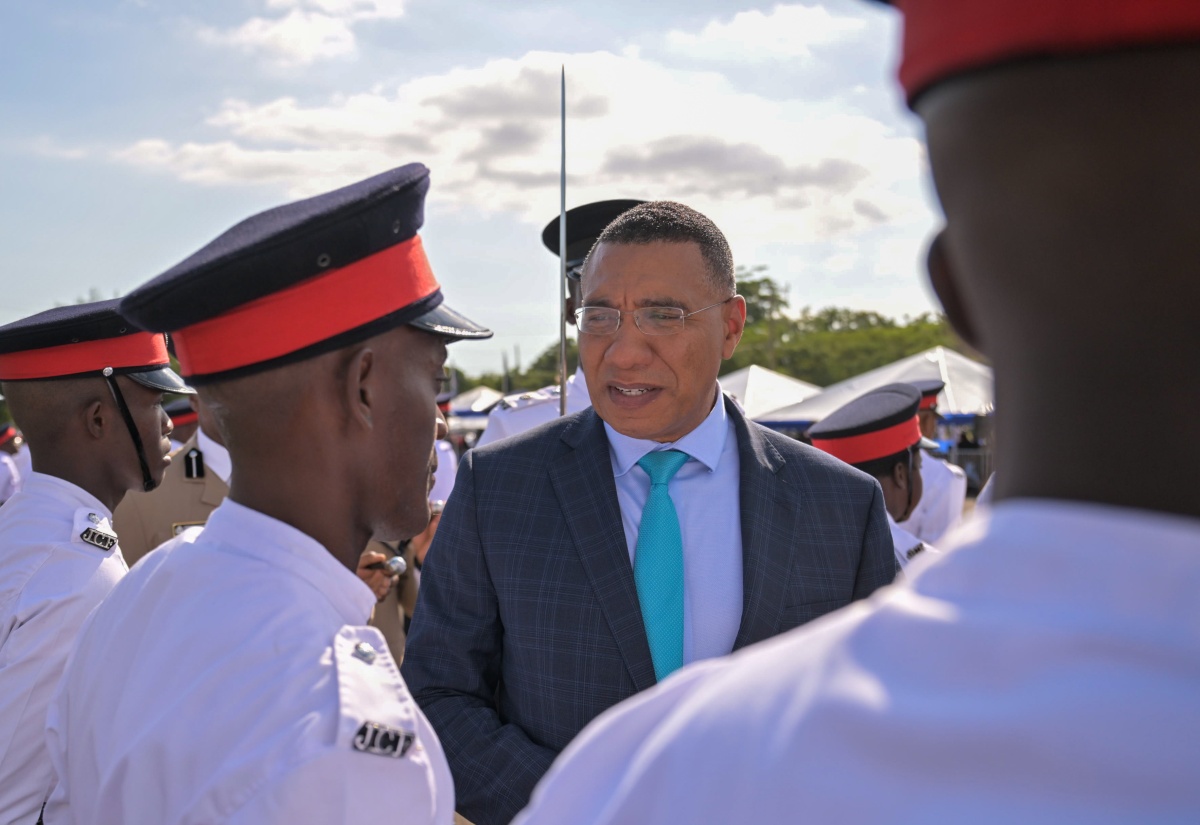 Prime Minister, Dr. the Most Hon Andrew Holness, inspects the new contingent of constables during the Jamaica Constabulary Force (JCF) passing out parade and awards ceremony at the National Police College of Jamaica in Twickenham Park, St. Catherine, on January 21.

