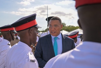 Prime Minister, Dr. the Most Hon Andrew Holness, inspects the new contingent of constables during the Jamaica Constabulary Force (JCF) passing out parade and awards ceremony at the National Police College of Jamaica in Twickenham Park, St. Catherine, on January 21.