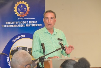 Minister of Energy, Transport and Telecommunications, Hon. Daryl Vaz, addresses journalists during a press conference at the Ministry’s New Kingston offices on Tuesday (February 17).

 