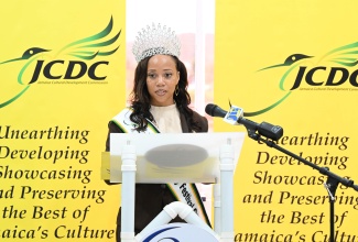 Miss St. Mary Festival Queen 2025, Anya Graham, delivers remarks during the launch of the ‘ReCreate St. Mary’ initiative at the Jamaica Cultural Development Commission (JCDC) St. Mary Parish Office in Port Maria on Wednesday (February 25).