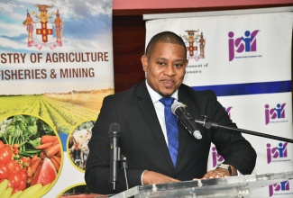 Minister of Agriculture, Fisheries and Mining, Hon. Floyd Green, brings remarks at the official Contract Signing Ceremony for the Greenhouse Clusters and Cooperative Infrastructure Upgrade Project held on Tuesday (February 24) at the Ministry’s Hope Gardens headquarters in St. Andrew. The project is being implemented under the Second Rural Economic Development Initiative (REDI-II) from an investment of $880.4 million and aims to strengthen year-long agriculture production by investing in climate-resilient practices in rural farming communities.


