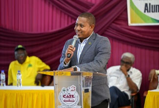 Minister of Agriculture, Fisheries and Mining, Hon. Floyd Green, delivers the keynote address during a Founders’ Weekend event at the College of Agriculture, Science and Education (CASE) in Portland, recently.