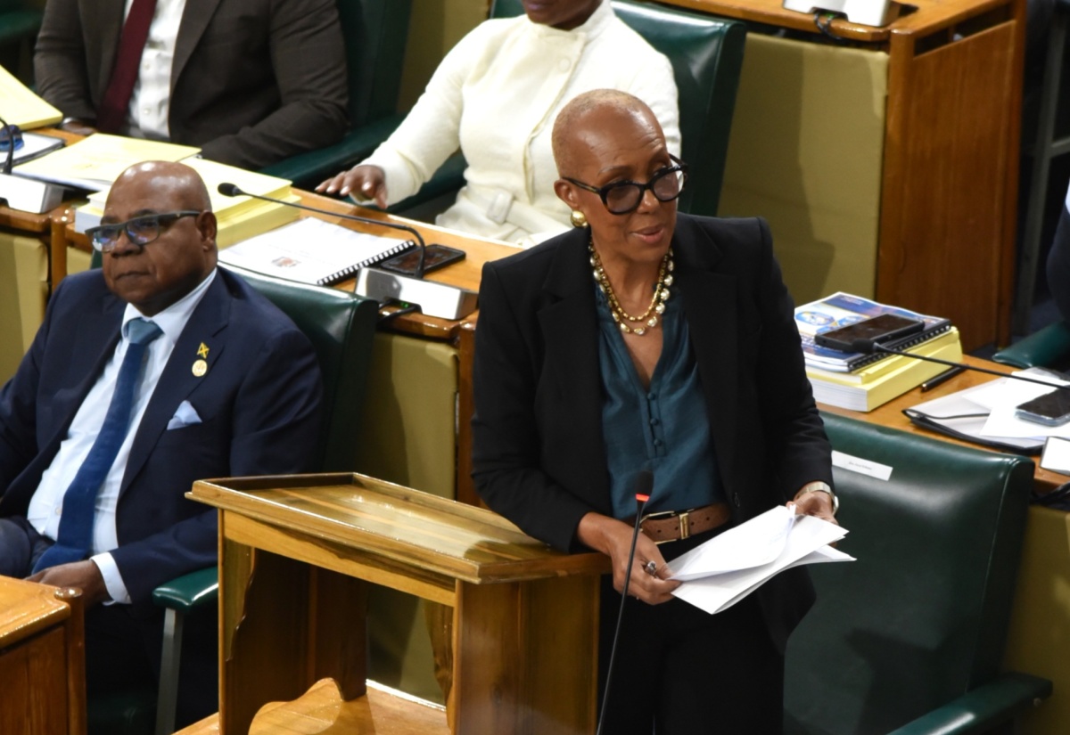 Minister of Finance and the Public Service, Hon. Fayval Williams, addresses the House of Representatives following the tabling of the 2026/27 Estimates of Expenditure at Gordon House on February 12.

