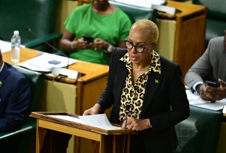 Minister of Finance and the Public Service, Hon. Fayval Williams, delivers a statement in the House of Representatives.

