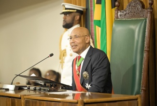 Governor-General, His Excellency, the Most Hon. Sir Patrick Allen, delivers the Throne Speech during the 2026/27 Ceremonial Opening of Parliament at Gordon House, on Thursday (February 12), under the theme ‘BUILDING FORWARD: Enhancing Resilience, Expanding Opportunity’.

