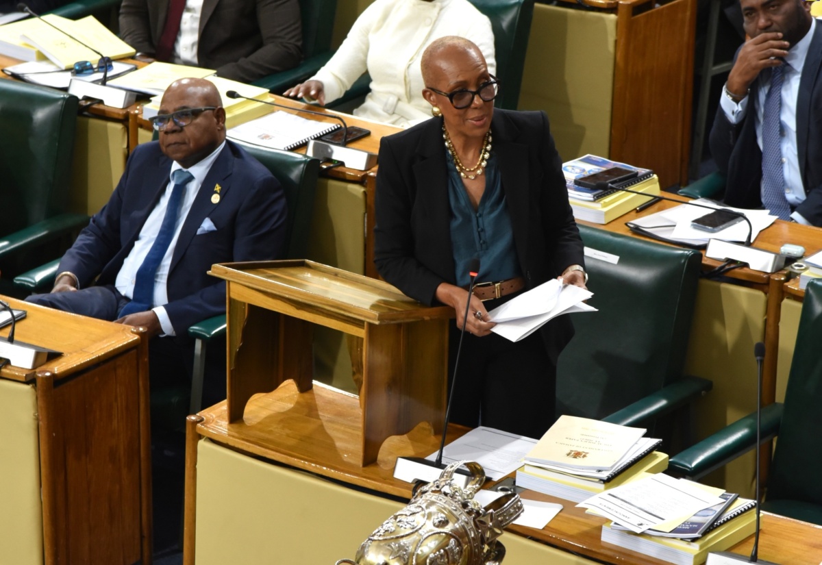 Minister of Finance and the Public Service, Hon. Fayval Williams, tables the 2026/27 Estimates of Expenditure in the House of Representatives recently.