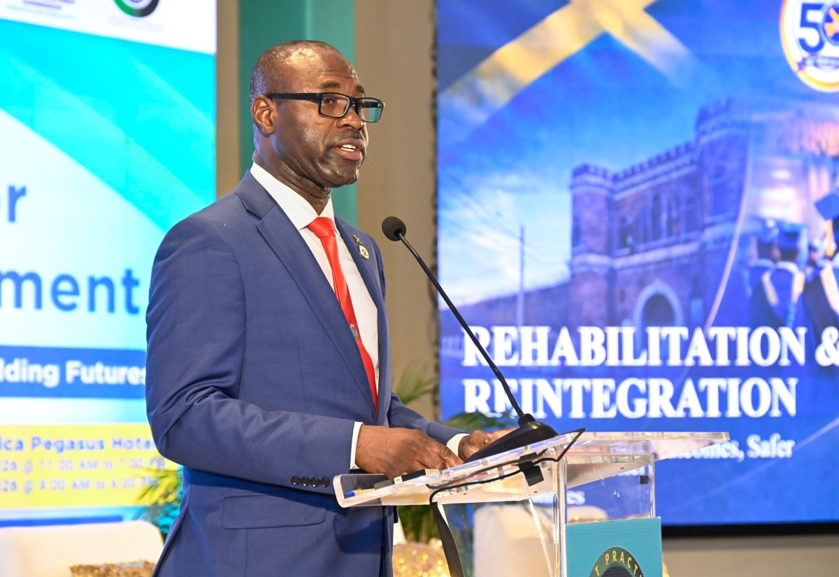 Commissioner of Corrections, Brigadier (Ret’d) Radgh Mason, speaks during the Planning Institute of Jamaica’s (PIOJ) 10th Best Practice Symposium for Social and Community Renewal, held recently at the Jamaica Pegasus Hotel in New Kingston.

