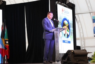 Outgoing Chair of the Caribbean Community (CARICOM) and Prime Minister of Jamaica, Dr. the Most Hon. Andrew Holness, addresses the opening ceremony of the 50th Regular Meeting of the Conference of Heads of Government of CARICOM, in Basseterre, St Kitts and Nevis on Tuesday (Feb. 24).