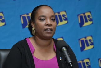 Supervisor for the Contributions, Refunds, Payments and Monitoring Unit, National Housing Trust (NHT), Cameo Simmons Thomas, addresses a JIS Think Tank on February 5.

