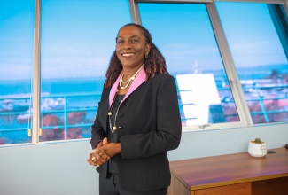 Superintendent of Pilotage at the Port Authority of Jamaica, Dr. Hortense Ross Innerarity, in her office on the bridge of the Port Authority of Jamaica’s  pilotage building at Newport East in Kingston, which affords her a view of all ships entering and departing the Kingston Harbour.
