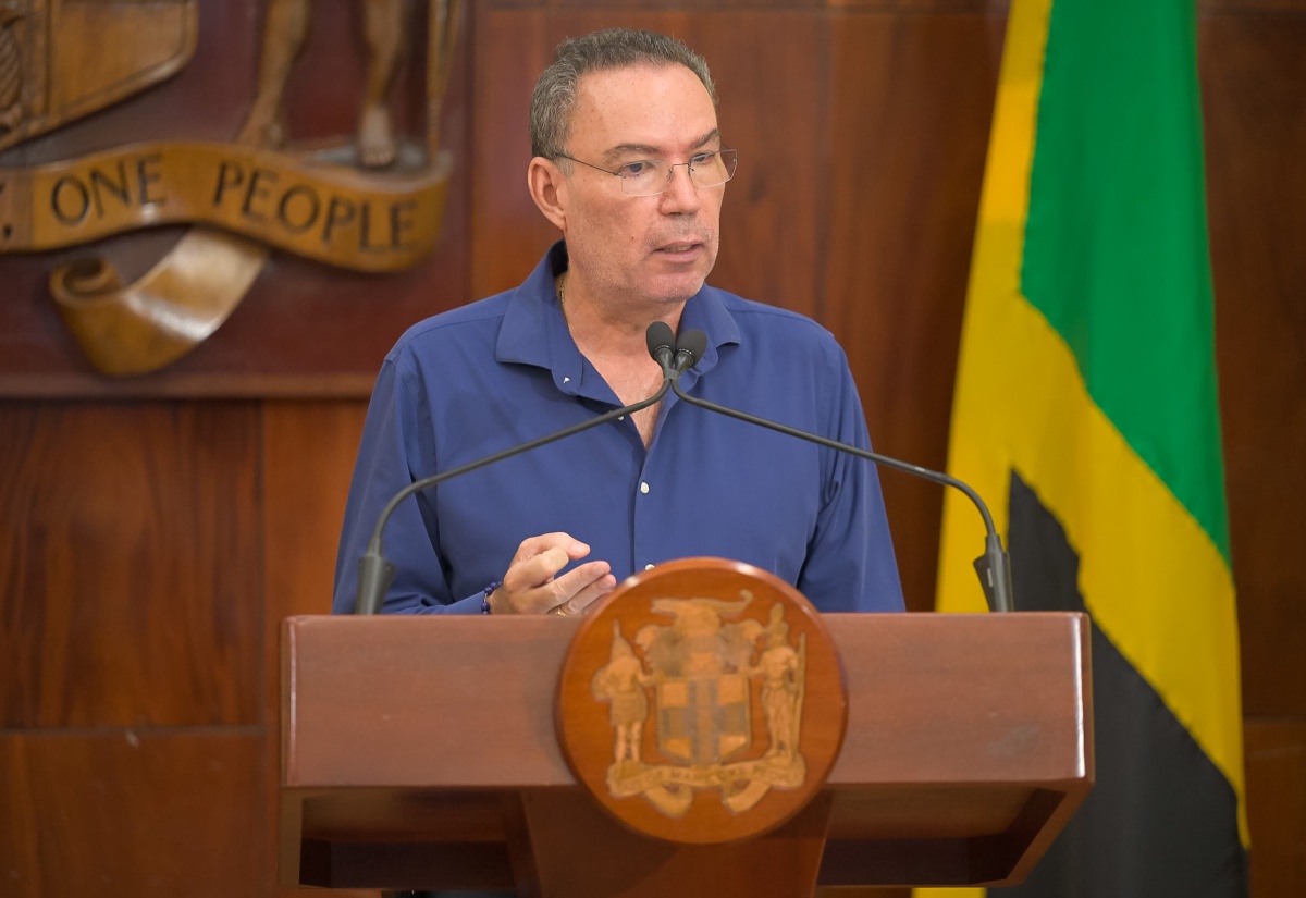 Minister of Energy, Transport and Telecommunications, Hon. Daryl Vaz, addresses Wednesday’s (March 4) post-Cabinet press briefing at Jamaica House. 

