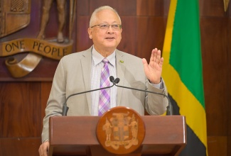 Minister of Justice and Legal and Constitutional Affairs, Hon. Delroy Chuck, addresses Wednesday’s (March 4) post-Cabinet Press Briefing at Jamaica House.

