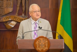 Minister of Justice and Legal and Constitutional Affairs, Hon. Delroy Chuck, addresses Wednesday’s (March 4) post-Cabinet press briefing at Jamaica House.


