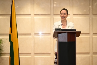 Minister of Foreign Affairs and Foreign Trade, Senator the Hon. Kamina Johnson Smith, addresses Wednesday’s (March 18) Ministerial Briefing, held as part of Diplomatic Days 2026 at the Ministry’s headquarters in downtown Kingston.

