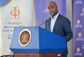 Education Transformation Oversight Committee (ETOC) Chairman, Dr. Adrian Stokes, addresses Thursday’s (March 26) ETOC Press Conference at Shortwood Teachers’ College in Kingston.