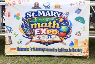 A sign showcasing the St. Mary Maths Expo, held on March 27 at Galina Primary and Infant School.

