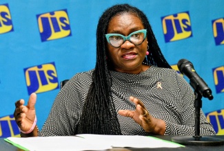 Regional Priority Non-communicable Disease and Family Health Coordinator, Western Regional Health Authority (WRHA), Dr. Marcia Johnson-Campbell, provides details of her study, titled 'Assessment of Delays to Diagnosis and Treatment of Breast Cancer among Patients Accessing Care at the Cornwall Regional Hospital', during a recent JIS Think Tank.

