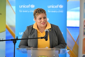 Minister of State in the Ministry of Health and Wellness, Hon. Krystal Lee, delivers the keynote address at a Baby-Friendly Hospital Accreditation ceremony, at the Port Maria Hospital in St. Mary,  on March 13.


