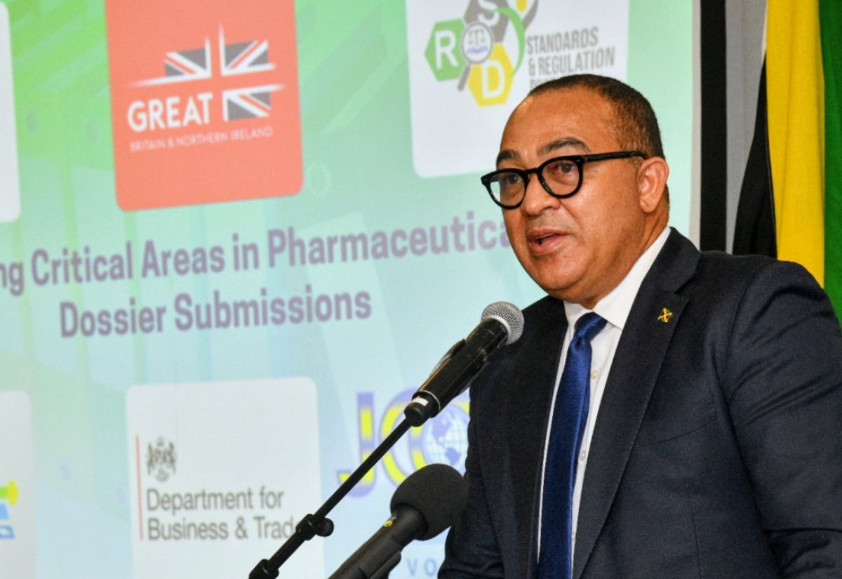 Minister of Health and Wellness, Dr. the Hon. Christopher Tufton, addresses a pharmaceutical symposium on Thursday (March 19), at The Jamaica Pegasus hotel in New Kingston.

