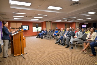 EU LECTURE 3: Minister of Foreign Affairs and Foreign Trade, Senator the Hon. Kamina Johnson Smith, delivers remarks at the European Union (EU) in Jamaica 50th Anniversary Distinguished Lecture at the Regional Headquarters of the University of the West Indies (UWI) in Mona, St. Andrew on Friday (March 20).
