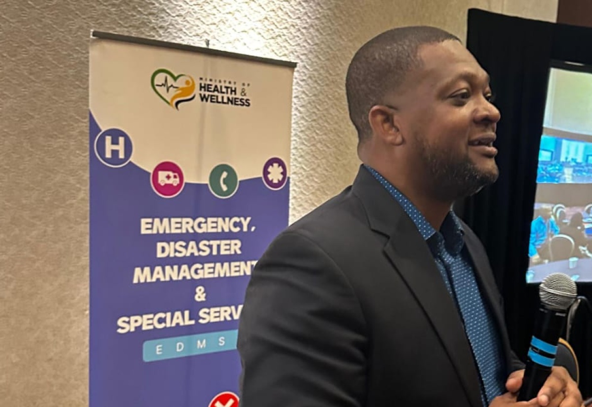 Director General of the Office of Disaster Preparedness and Emergency Management (ODPEM), Commander Alvin Gayle, addresses the opening of the two-day Ministry of Health/Pan American Health Organization After-Action Review for Hurricane Melissa Response, at the Moon Palace Hotel in Ocho Rios, St. Ann, on March 24.

