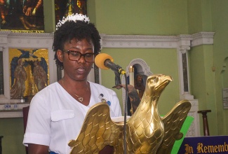 Kingston Public Hospital (KPH) Ward Manager, Teasha Davis-King,  delivers remarks at the hospital's 250th anniversary commemorative church service held on February 22 at the Kingston Parish Church. The event was observed under the theme: '250 Years of Healing Jamaica.'