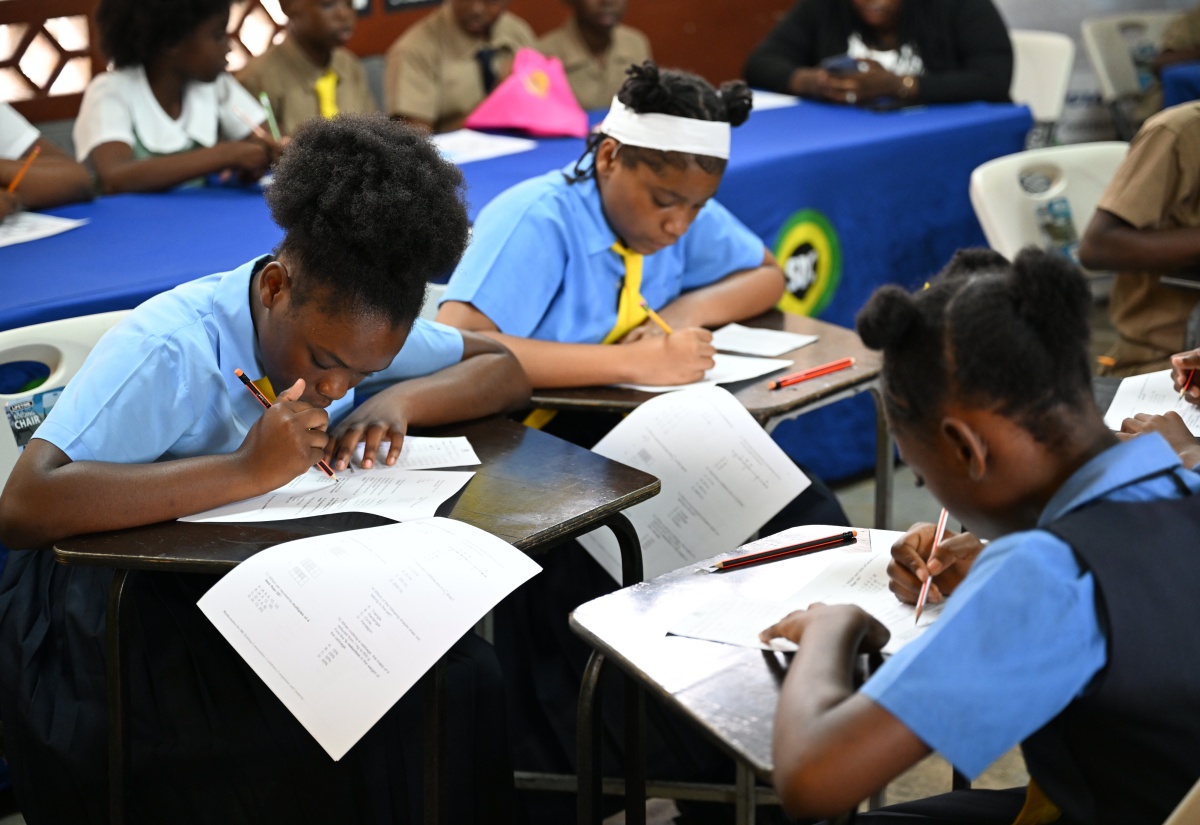 Students participate in Round one of the Portland Primary Mathematics Quiz Competition, at the Buff Bay Primary School on March 18.

