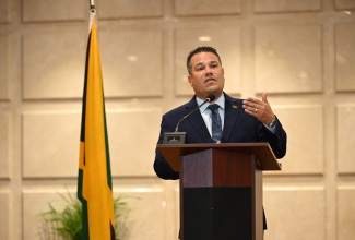 Minister of Water, Environment, and Climate Change, Hon. Matthew Samuda, delivers a Ministerial Briefing during the Diplomatic Days 2026 high-level engagement at the Ministry of Foreign Affairs and Foreign Trade offices in downtown Kingston. His address was presented on March 18.

