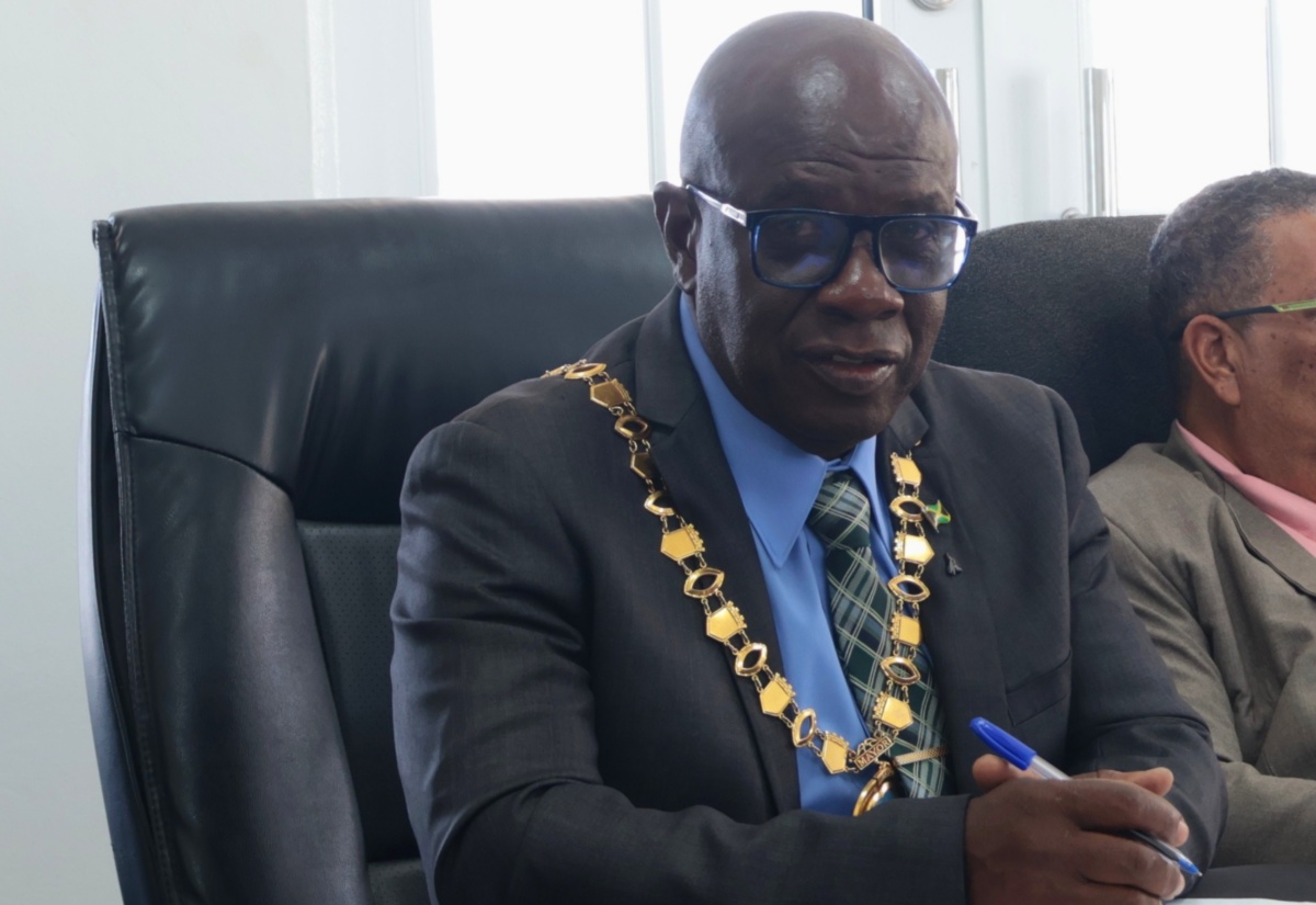 Mayor of Falmouth, Councillor Collen Gager, speaks during the Trelawny Municipal Corporation’s meeting, held on March 12 at the Artisan Village in Falmouth.

