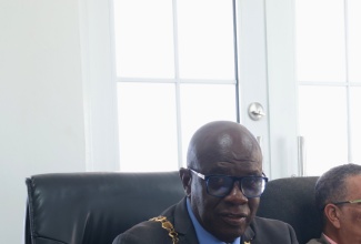 Mayor of Falmouth, Councillor Collen Gager, speaks during the Trelawny Municipal Corporation’s meeting, held on March 12 at the Artisan Village in Falmouth.

