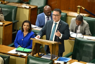 Minister of Water, Environment and Climate Change, Hon. Matthew Samuda, delivers his contribution to the 2026/27 Sectoral Debate in the House of Representatives on Tuesday (April 28).
