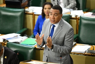 Prime Minister, Dr. the Most Hon. Andrew Holness, addresses the House of Representatives on Tuesday (April 28).
