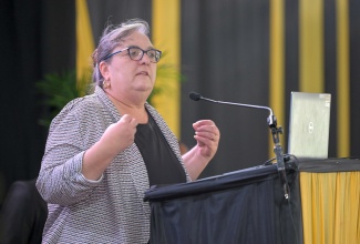 Curriculum Specialist at the Mico University College, Beth Morrison addresses the institution’s Mathematics Expo 2026, where the innovative MathLink initiative was officially launched, on March 31.