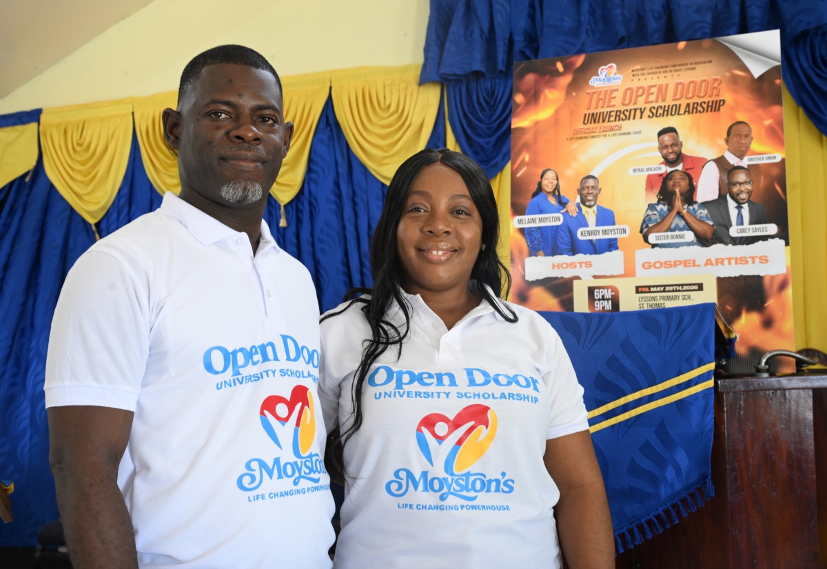 Co-founders of Moyston’s Life Changing Powerhouse, Kenroy Moyston and Melaine Moyston, who are spearheading a benefit gospel concert in support of the ‘Open Door University Scholarship’, an initiative aimed at assisting students pursuing tertiary education.
