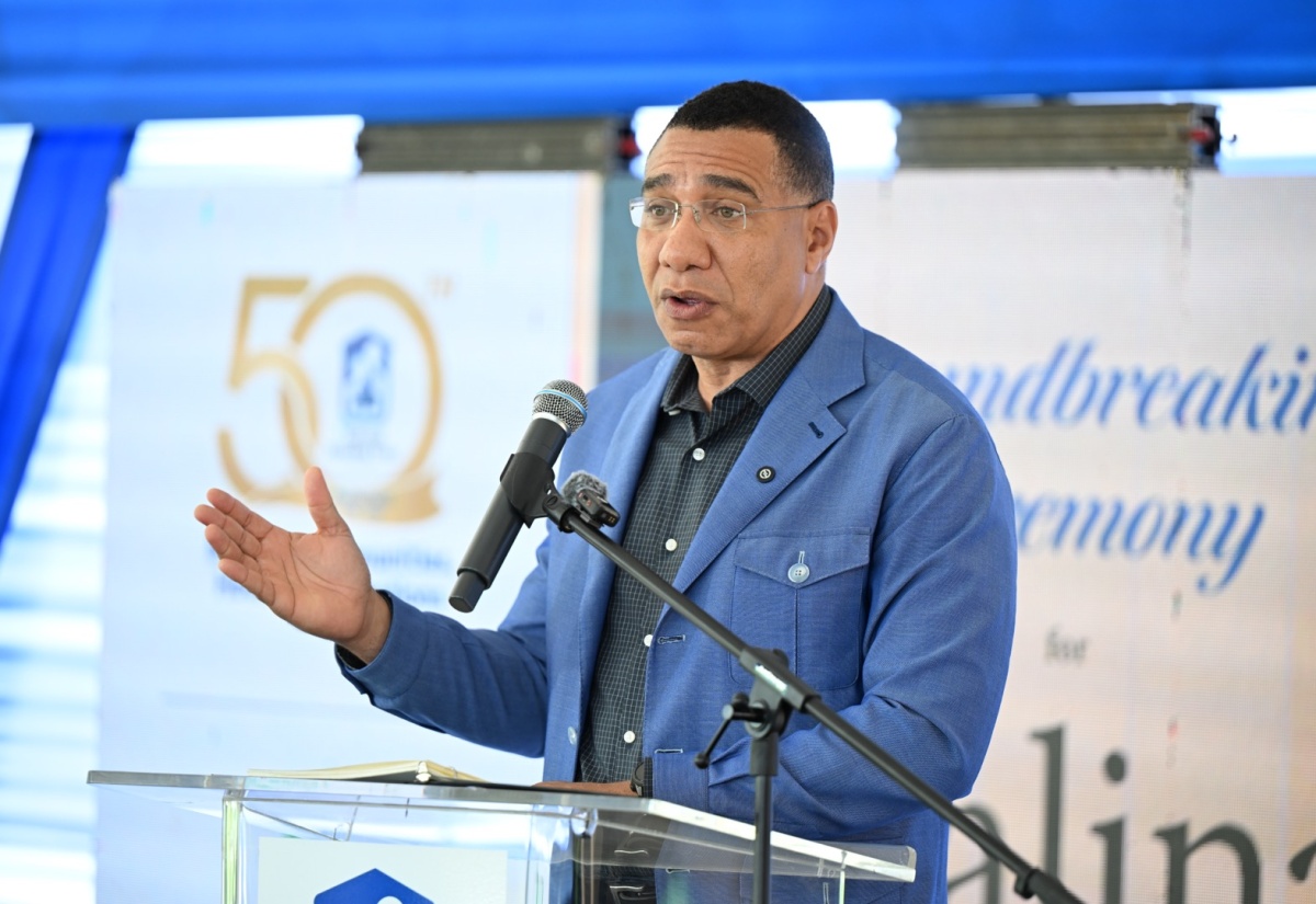Prime Minister, Dr. the Most Hon. Andrew Holness, delivers the keynote address during the ground-breaking ceremony for the Galina Housing Development in St. Mary on April 24.
