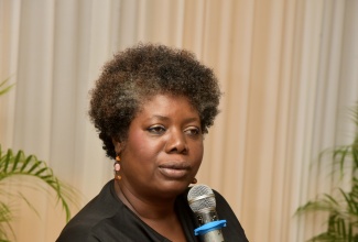 Chair of the Cannabis Licensing Authority (CLA), Dr. Nadeen Spence addresses students attending the Mona Campus Youth League of the University of the West Indies (UWI) Emerging Industries Forum, held at the UWI Mona campus on Thursday (April 16).